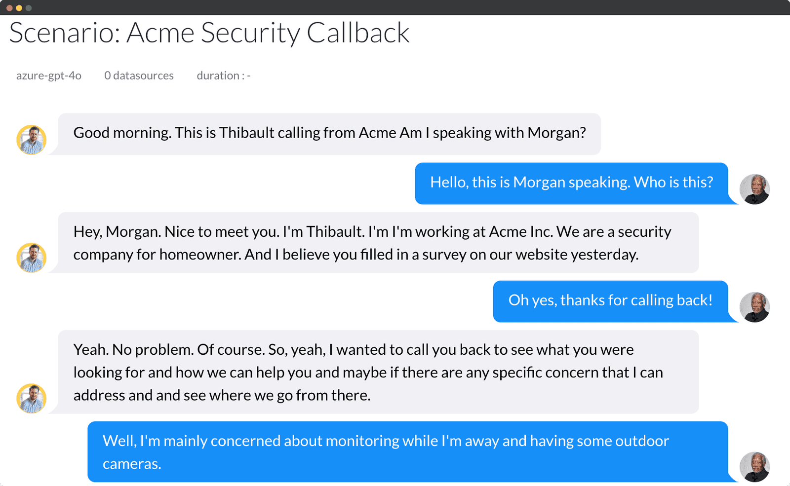 Outbound callback simulation with a prospect